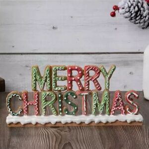 Merry Christmas Gingerbread Decor Festive Merry Christmas Sign - Red and Green